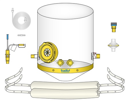 CaStar R helm set voor CPAP met venturi flow driver en PEEP klep, extra groot, 45 - 52cm halsomtrek