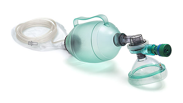 Manueel resuscitatie systeem, met 1.5L ballon inclusief instelbare PEEP klep, afneembaar reservoir en maat 5 masker