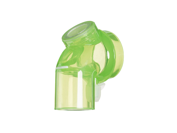 BiTrac Select™ verwisselbaar non-vented hoekstuk, met anti-verstikkingsklep en met bronchoscopiepoort