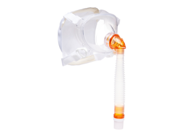BiTrac™ MaxShield Select™ NIV total face masker met verwisselbaar vented hoekstuk, met anti-verstikkingsklep, met 15cm verlengslang met 22M swivel aansluiting, extra extra klein