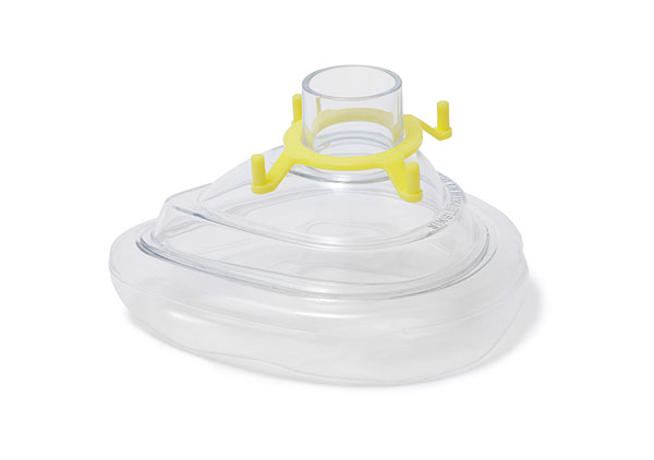 Economy anesthesiemasker voor klein volwassenen, met gele haakring, maat 3