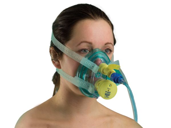 CPAP masker met geïntegreerde venturi flowdriver en instelbare PEEP klep, klein/medium