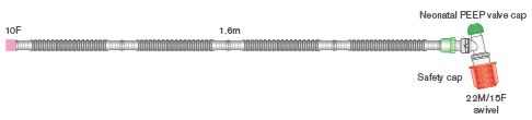10mm Flextube™ neonataal resuscitatiesysteem, ≥ 1.6m, met instelbare PEEP voor Neopuff