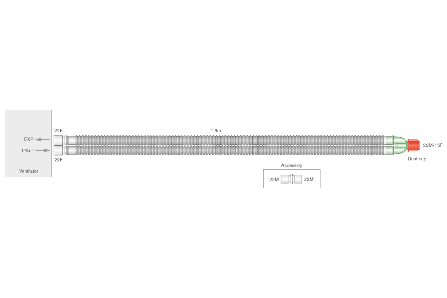 22mm Flextube™ beademingssysteem, ≥1.6m