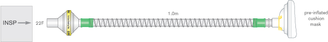 Smoothbore, small adult, cough assist breathing system, ≥ 1m