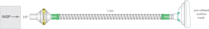 Smoothbore cough assist beademingssysteem voor volwassenen, ≥ 1.0m