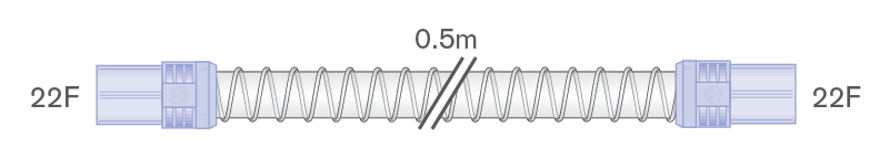 22mm Smoothbore slang met flexibele connectoren, 0.5m