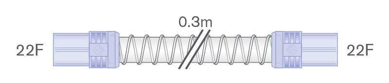 22mm Smoothbore slang met flexibele connectoren, 0.3m