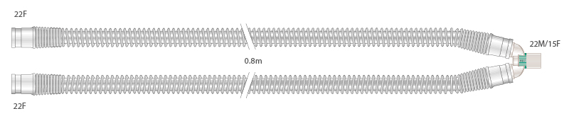 22mm siliconen beademingssysteem voor volwassenen, ≥0.8m