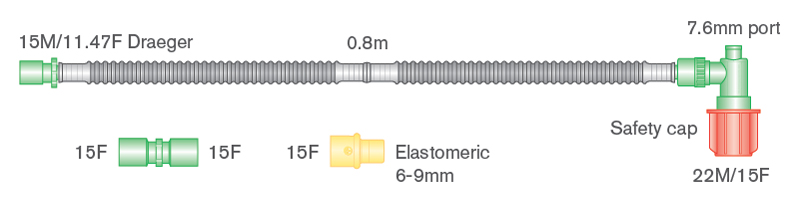 10mm Flextube™ neonataal resuscitatiesysteem zonder instelbare PEEP, 0.8m