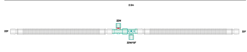 22mm Flextube CPAP beademingssysteem, 1.6m
